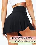 TZLDN Women's Pleated Tennis Skirt with Shorts Pockets High Waist Athletic Mini School Skirt Workout Sport Golf Skorts Skort ##1Side Pocket - Black, M - Image 2