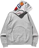 RICK TOP ONE Unisex Shark Cotton Fleece Hooded Sweatshirt Casual Long Sleeve Hoodies Pullover Fashion Hoodie Grey XL