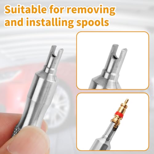 Image of 17 PCS Portable Valve Core Removal Tool Set, Stainless Steel Tire Valve Core Tool with 16 PCS Replacement Tire Valve Cores | Compact Tire Valve Stem Disassembly Tool for Car, Truck, Bike, Motorcycle
