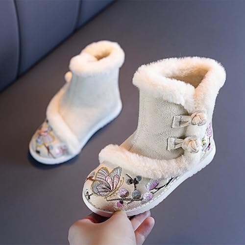Girls' Winter Boots Preschool Girls Boots Chinese Embroidered Outdoor Warm Anti Slip Snow Boots (For Toddlers/Children/Adults)4