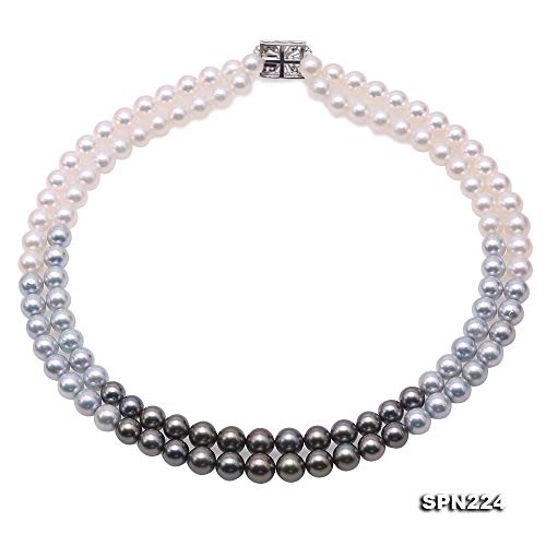 Pearl Necklace for Women Luxurious Natural 8.5-9.5mm White Gray Round Akoya Seawater Pearl And Black Tahitian Pearl Necklace3