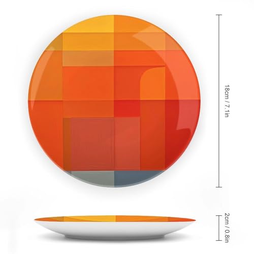 Plato decorativo abstracto blanco y naranja de cerámica miniatura 2