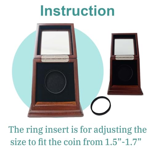 Image of Challenge Coin Display Case Walnut Color 1.5-1.75 Inch 38-44.5 mm Coin Holder 1 Slot