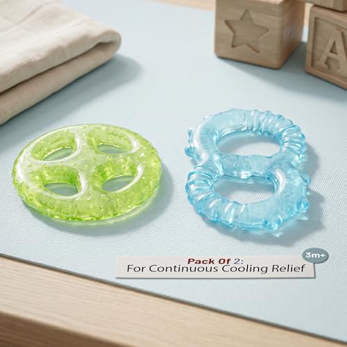 Image of Baybee Natural Silicone Baby Teether for 3-12 Months | Bpa Free Food Grade Soft Silicone Teething Relief Toys for Infants, Babies, Pack of 2 | Gum Safe Soothers Infant Oral Care & Baby Essentials Gift