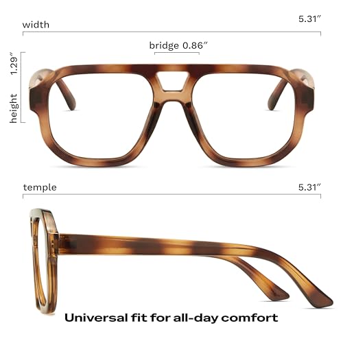 Image of livho Retro Aviator Blue Light Blocking Glasses for Women Men with Soft Case, Trendy Rectangle Computer Eyeglasses