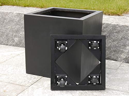 ultrastarke Pflanzenroller für Pflanzkübel - passend für Pflanzgefäße Aller Marken - aus massivem Metall, schwarz - Größe (LxBxH): 32x32x7 cm- Tragkraft bis 300 kg