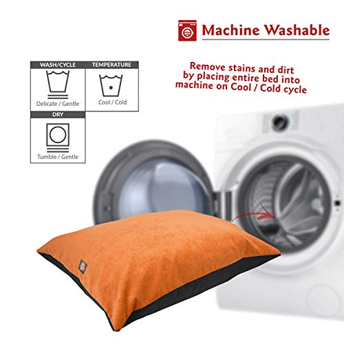 Image of Majestic Pet Rectangle Medium Dog Bed Washable - Non Slip Comfy Pet Bed - Dog Crate Bed Super Value Pillow Dog Bed - Dog Kennel Bed for Sleeping - Dog Bed Medium Breed 35 x 28 Inch - Villa Orange