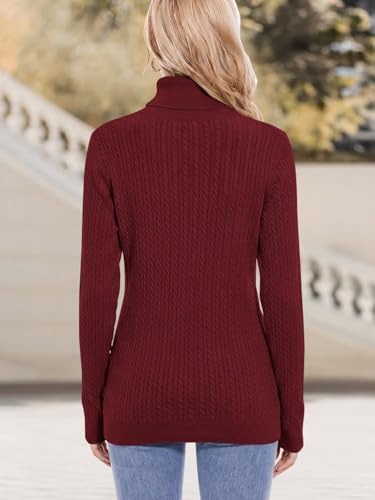 Image of ANFTFH Womens Turtleneck Sweater 2025 Ribbed Knit Top Pullover Sweaters