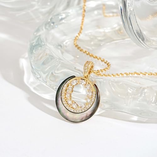 Fettero Dainty Necklaces for Women - 14K Gold Plated Delicate Moon Crescent Pendant Necklace Charm Gold Necklace Jewelry for Women