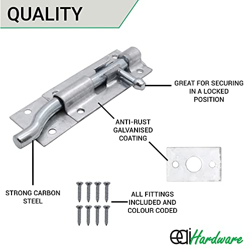EAI Heavy Duty Necked Tower Bolt, Galvanised, 4 Inch - Image 4