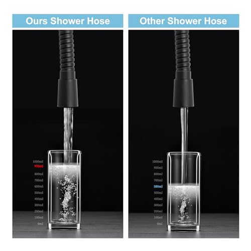 OFFO Large Bore Shower Hose 2m, 11mm Bore High-Flow Anti-Kink Shower Hose Stainless Steel Replacement High Pressure Shower Hoses,Universal Leakproof,Matte Black