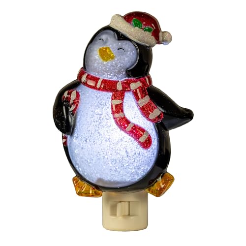 Image of Novelty Lights LED Lamp Penguin with Scarf Christmas Decoration Night Light with Swivel Plug
