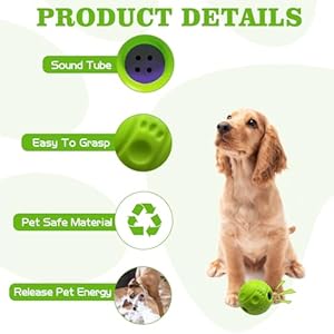 Wobble Giggle Ball for Dogs, Interactive Dog Toys Ball with Surface Concave Lines Make it Easier to Grip for Small,Medium Dogs-3.46IN