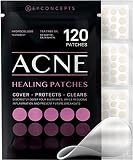 Pimple Patch Acne Treatment (Tea Tree Oil) - 120 Count, Acne-Healing Hydrocolloid Bandages (3 Sizes)
