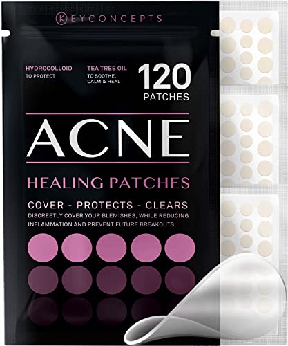 Pimple Patch Acne Treatment (Tea Tree Oil) - 120 Count, Acne-Healing Hydrocolloid Bandages (3 Sizes), Discreet Acne Dots Hydrocolloid Acne Patch, Pimple Patches, Acne Patches For Face & Body Acne #TOP5