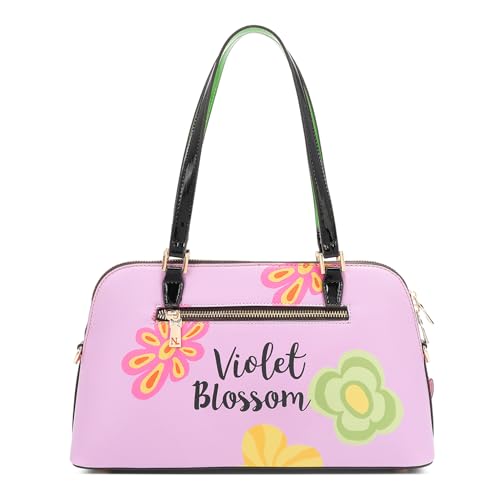 Nicole Lee Violet Blossom Dome Shoulder Bag, Vegan Leather, Beaded Applique Detail4