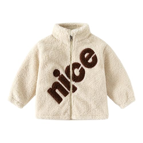 Toddler Kids Sherp𝐚 Fleece Full-Zip Jacket Boys Girls Letter Print Long Sleeve Turtle Neck Coat Thermal Outwear