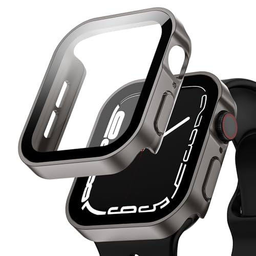 Singiuzoo Apple Watch 用 防水ケース 46mm 42mm アップルウォッチ ケース 3D直角エッジデザイン 保護 アップルウォッチ Series 11 10 カバー ガラスフィルム 一体型 高透過率 硬度9H 一体型 軽量 全面保護 頑丈 耐衝撃 装着簡単 iwatch (46mm, チタン色).