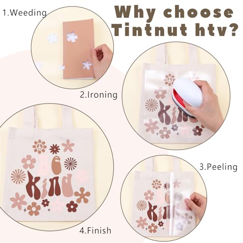 Image of Tintnut Warm Beige Heat Transfer Vinyl,6 Pcs 12x10in Iron on Vinyl | Skin Tone PU HTV Sheets,easy cut & weed,stretch washable,works with iron & heat press for fabric crafts