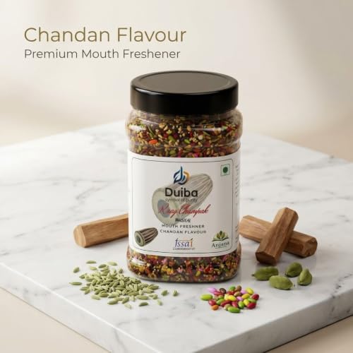 Image of Duiba Raag Champak Musical Mouth Freshener (Chandan Flavour) | Premium Sweet Saunf Mix | Digestive & Refreshing After Meal Mukhwas | Vegetarian | Plastic Jar
