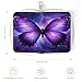 SEBNATAL Fashion Credit Card Holder Wallet for Daily Use, Compact Purple Butterfly Art Leather Case Purse with Metal Zipper