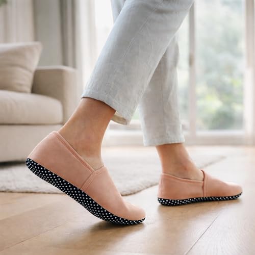 Image of Footmate Ankle Length Slipper Socks For Womens 2 Pair Pack - Cotton Blend Slipper Shoes For Outdoor, Indoor, Home & Office | Anti Skid Socks Slipper Daily Use Booties