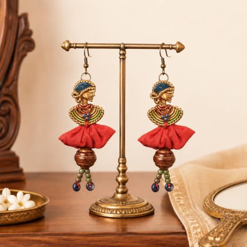 Image of Royal Queen & Empress Handcrafted Tribal Dhokra Earrings Collection for Women - Statement Ethnic Designs in Multiple Colours