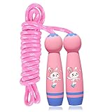 Springseil Kinder mit Cartoon Holzgriff, Verstellbare Kinder Springseil, Einhorn Speed Rope Geschenke für Jungen und Mädchen, Kinder Einstellbar Baumwolle Seilspringen 6 8 10 Jahre, Fitness und Boxen