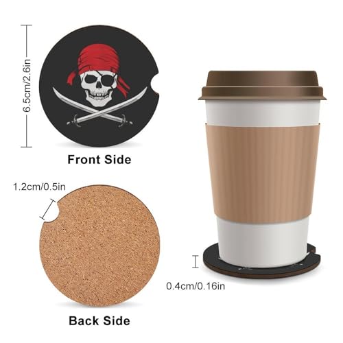 Portavasos para auto diseño calavera pirata retro 4pzs miniatura 2