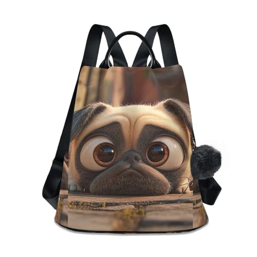 Sac à dos carlin mignon pour femme avec poche zippée