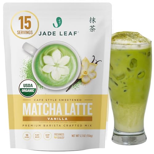 Jade Leaf Matcha Organic Vanilla Matcha Latte Mix - Lightly Sweet Japanese Matcha Powder With Organic Cane Sugar For Café Style Blend, 5.3 Ounce / 150G (Pack Of 1)