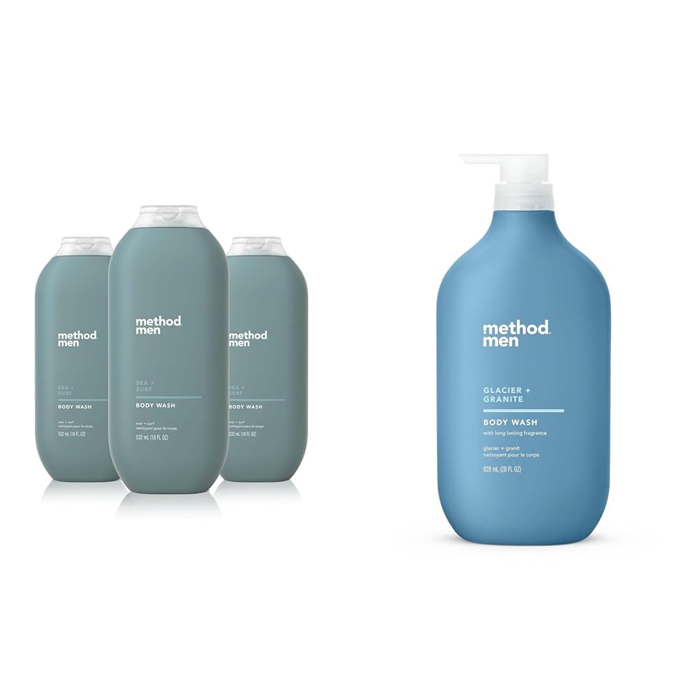 Method Men Body Wash Sea Surf Paraben and Phthalate Free 18 FL Oz Pack of 3 Softening Men