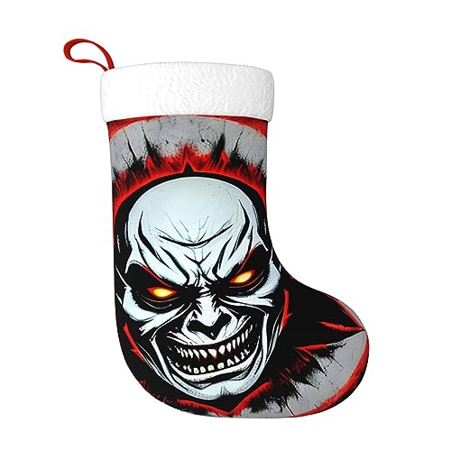WHJWZY Calcetín decorativo de Navidad, para días festivos, fiestas, Navidad, Halloween y Año Nuevo, imagen de fantasma malvado rojo y negro