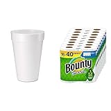 DART 16oz Foam Cups, Case of 500ct, 16J165 & Bounty Quick-Size Paper Towels, White, 16 Family Rolls = 40 Regular Rolls (Packaging May Vary)