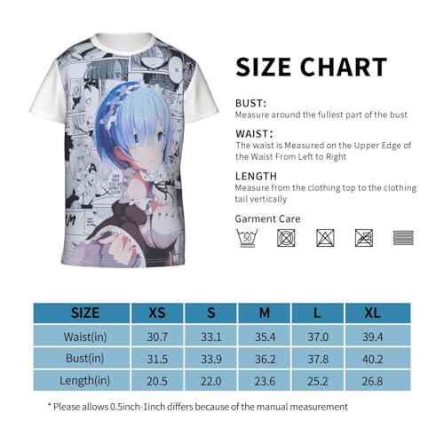 Teenage T Shirt for Re Zero-Ram Rem Tops,Colorful 3D Printed Short Sleeve tee for Family4
