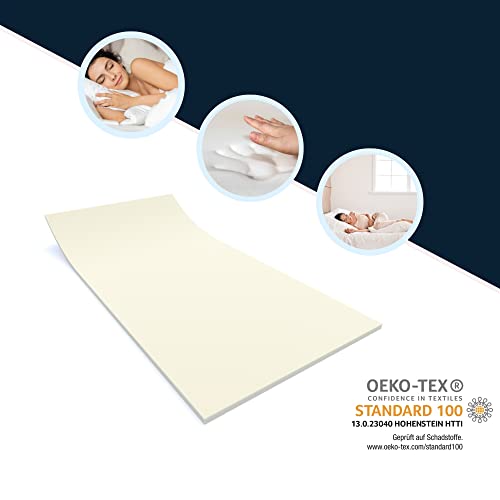 MSS e.K. Viscoelastische Schaumstoffplatte 200 x 90 x 4cm Matratzenauflage (ohne Bezug) Visco-Schaumstoff