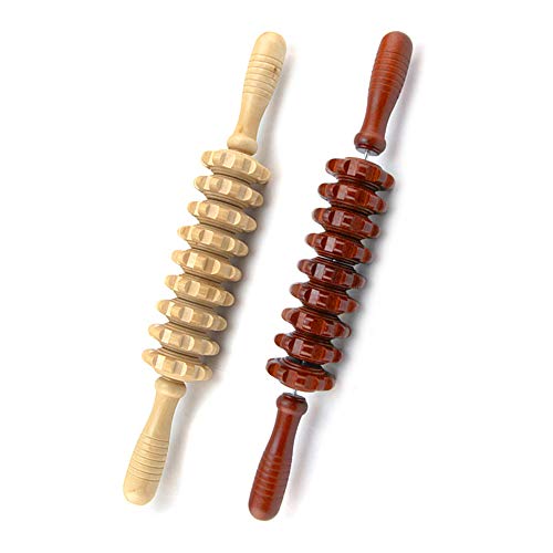 2 PCS Wooden Therapy Massage Tools, Handheld Massage Roller Stick Cellulite Blasters Massage Trigger Point Manual Muscle Release Pain Relief Tool by Giveme5 (40cm)