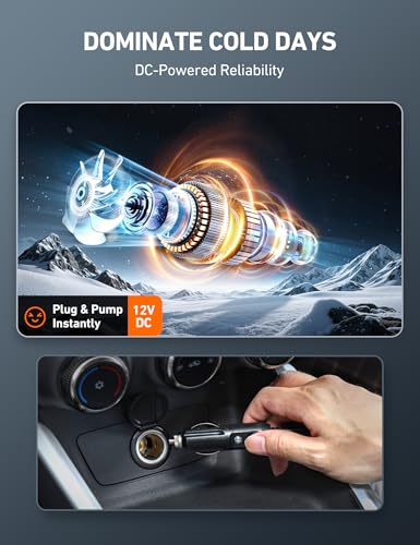 AstroAI Portable Air Compressor Pump, Tire Inflator with Gauge 12V DC Digital Car Air Pump 100PSI with LED Light, Larger Air Flow, Extra Nozzle Adaptors for Car, Bicycle, Motorcycle Ball Air Mattress