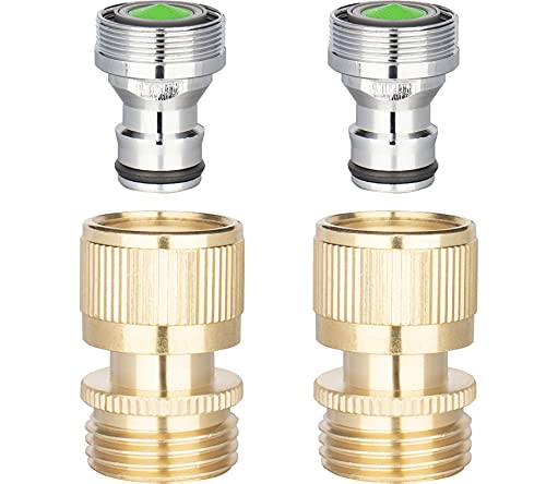 WHK Kitchen Quick Connect Faucet Adapter, Portable Bathroom Sink Faucet Snap Adapter to Garden Hose 15/16 In.-27M or 55/64 In.-27F x3/4 inch GHT Female for Washer, Indoor Sink (2 Packs)