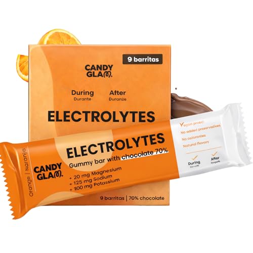 Barritas Energéticas - Con Electrolitos, Magnesio, Sodio y Potasio - Sabor Naranja - Hidratación y Rendimiento Deportivo - Cobertura de Chocolate 70% - Snack Funcional