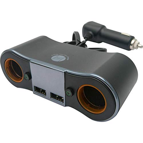 Listwa zasilająca USB Przedłużacz do zapalniczki, Adapter Riloer 12V i 24V Ładowarka samochodowa Ciężarówka Łódź Podwójne gniazdo USB 2-drożne Wyświetlacz LED Woltomierz 120 * 40 * 50 mm