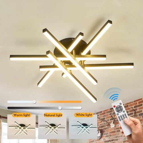 Plafonnier LED Sputnik noir dimmable télécommande luminaire salon chambre