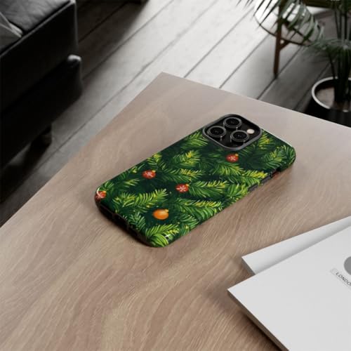 Coque iPhone 14 Pro Max vert sapin de Noël chic et rigide brillante - 4