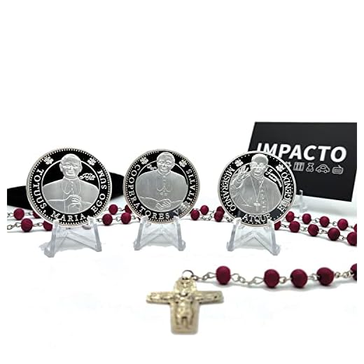IMPACTO COLECCIONABLES 3 medallas conmemorativas de los Papas bañadas en Plata y Rosario con Aroma a Rosas de Regalo.