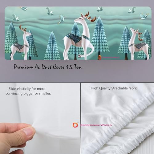 Image of DARSHANAM WORLD Beatiful Designer Ac Cover / / Cutest Printed Air Conditioning Dust Cover For Indoor & All Type AC Split Covers / / Colorfull Folding Designer Ac Cover (3D White Deer 1.5 Ton)