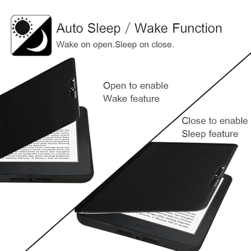 Image of MOCA Case for Kindle Paperwhite 12th Gen 7 inch (2024) & Kindle Colorsoft 7 inch (2025), Slim PU Leather Cover with Auto Wake /Sleep, Magnetic Closure, Lightweight (Black)