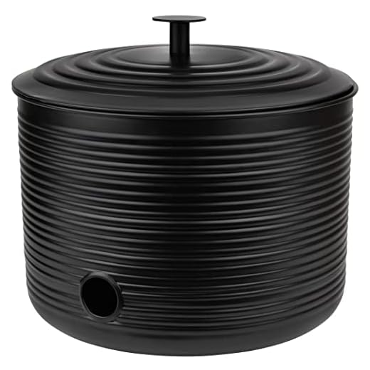 Garden Hose Holder Storage Pot with Lid Antique Ribbed Decorative Design