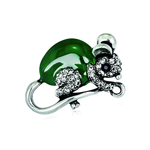 Wicemoon Verde Insignia Aleación Broche Cristal Ratón
