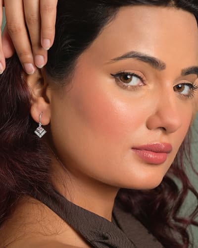 Image of CLARA 925 Sterling Silver Drop Earrings | Platinum Plated | Daily Wear |Gift for Women and Girls