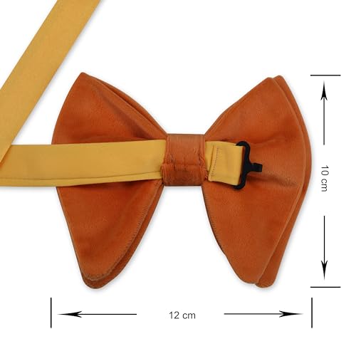 Image of GUSLESON Mens Solid Plaid Velvet Pre-tied Adjustable Bow Tie and Pocket Square Cufflink Set with Gift Box